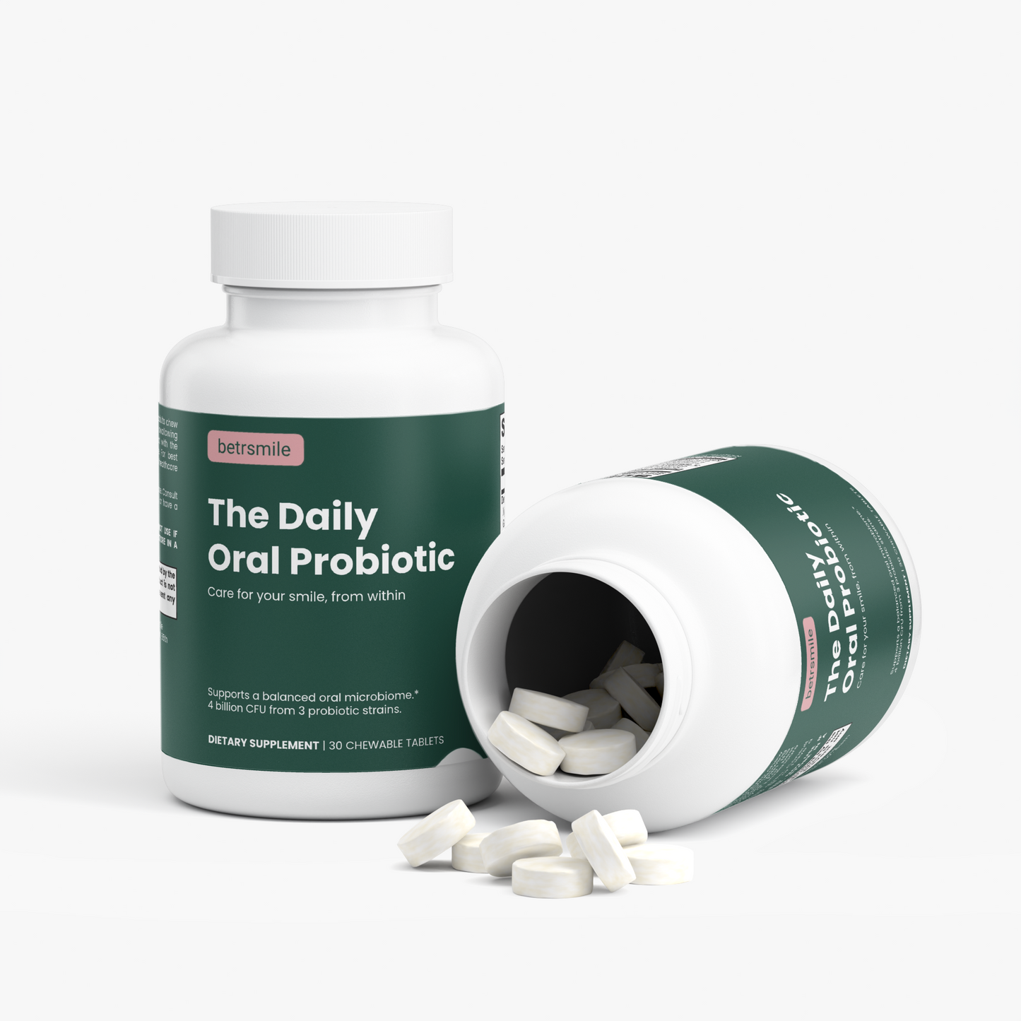 betrsmile The Daily Oral Probiotic bottle, side view